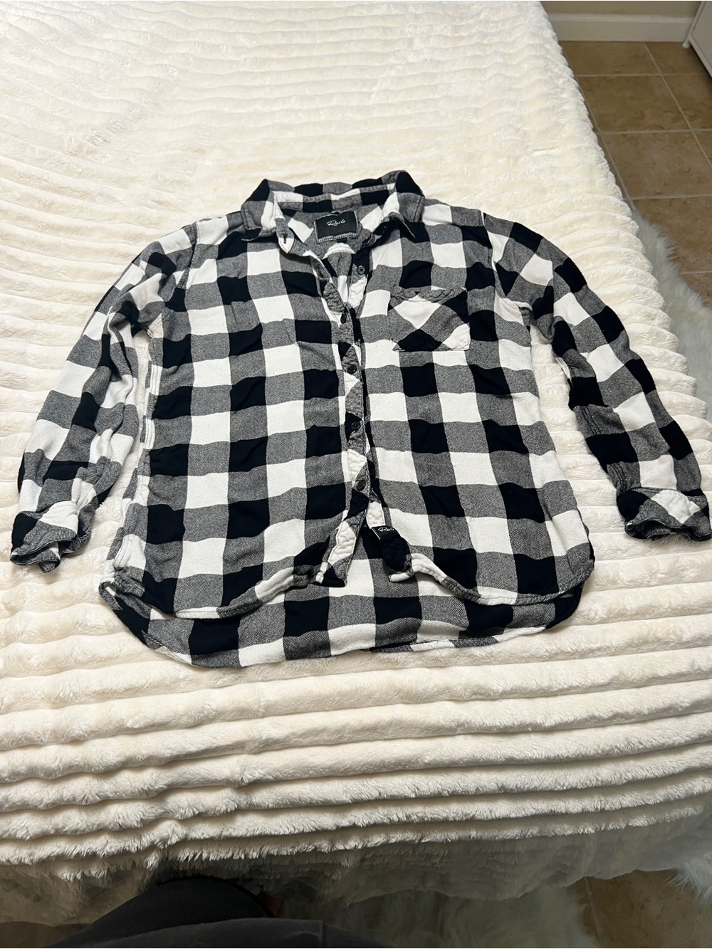 Rails Women’s  Black & White Buffalo Plaid Button-Up Shirt